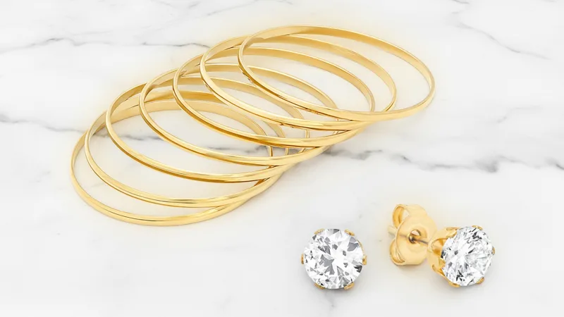 Steeltime Set de 7 Pulseras con Pendientes de Diamantes Simulados