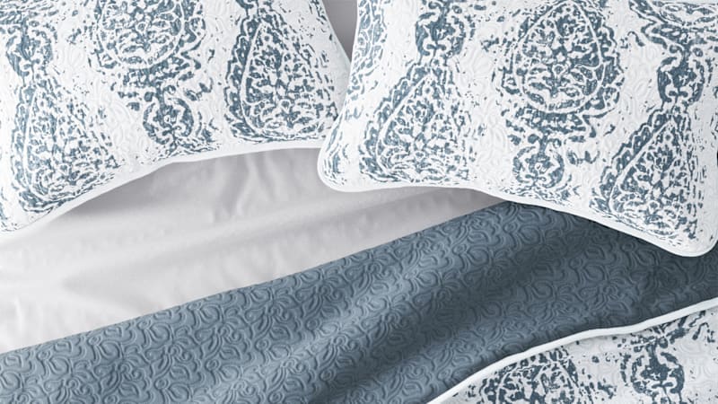 Cloth & Gable Distressed Damask Reversible Quilted Coverlet Set