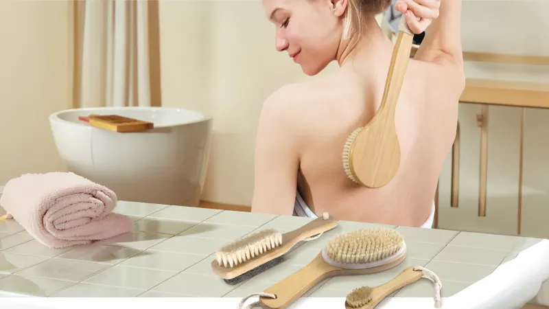 Cheer Collection 4-Piece Exfoliating Shower Body Brush Set