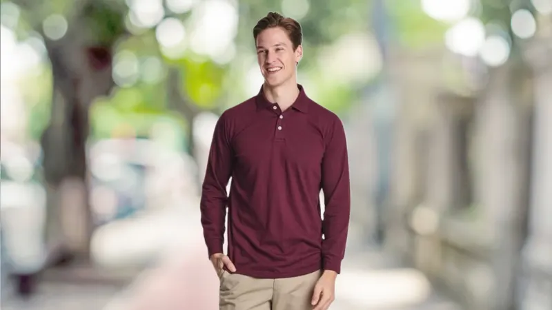6-Pack: Nextex Mens Cotton Jersey Long-Sleeve Polo Shirts