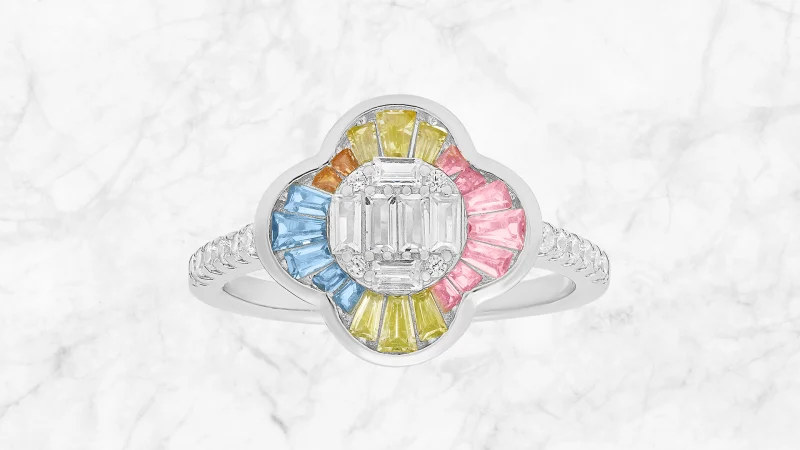 Kylie Harper Anillo Trébol De Circonia Cúbica Multicolor