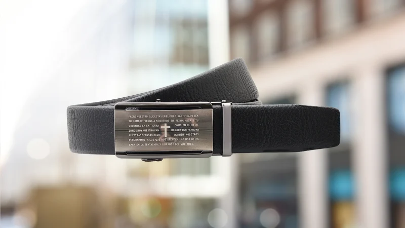 Steeltime Mens Vegan Leather Spanish Lords Prayer Belt