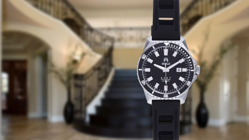 Shield Reef Reloj de Buceo Swiss Quartz con Correa de Goma