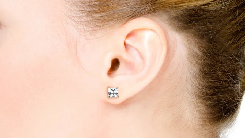 Ice by Jardin Pendientes de Botón de Circonia Cúbica Princesa de 2.0 Quilates TW