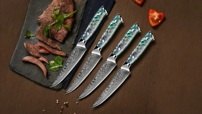 The Straight-Edge Damascus Steak Knives (Set of 4)
