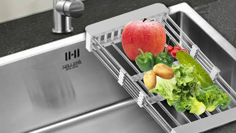 Cheer Collection Stainless Steel Adjustable Over Sink Dish Drying Drainage Rack