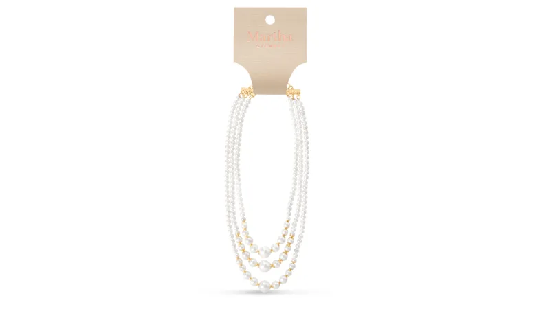 Martha Stewart Three Strand Pearl Gold Necklace