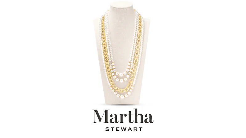 Martha Stewart Four Strand Pearl and Chain Gold Necklace
