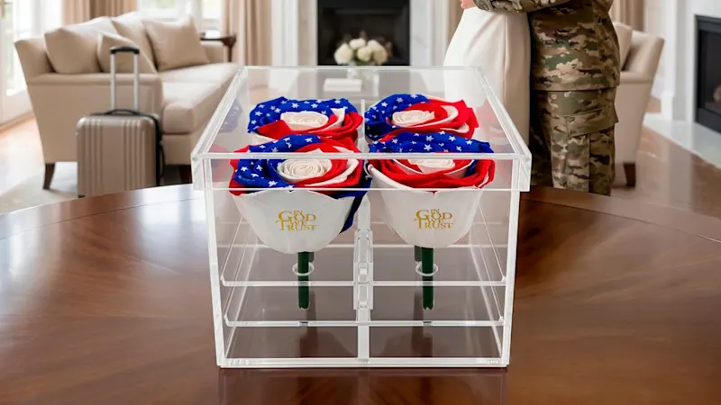 The Quartet of Stars & Stripes Preserved Roses
