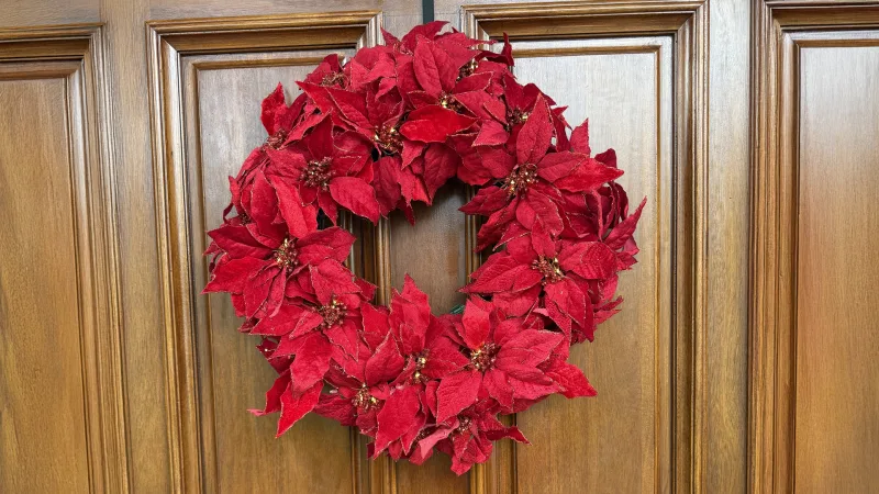 The 26" Cordless Everglow Poinsettia Wreath