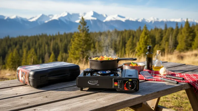 J&V Textiles Portable Gas Stove with Carrying Case