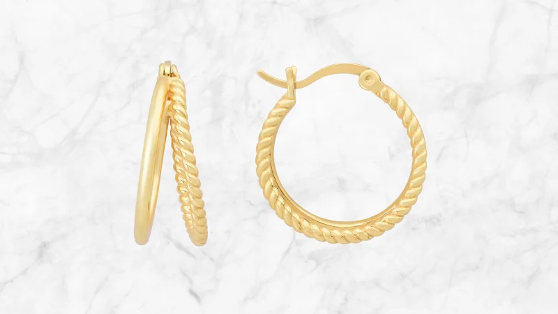 Kylie Harper Aretes de Doble Aro con Diseño de Cuerda Trenzada