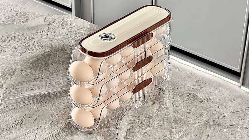 Krediz 3-Tier Rolling Egg Dispenser for Fridge