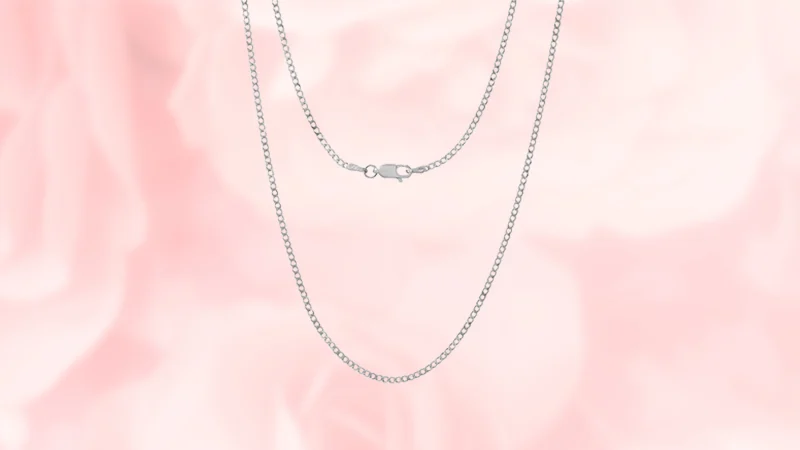 Steeltime Collar Unisex Plata Esterlina Cadena Cubana Superplana
