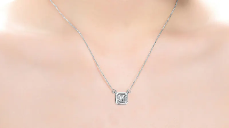Rachel Glauber Collar Cadena Diamante Simulado Asscher