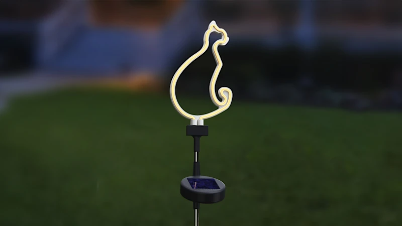 Touch Of ECO Solar LED Decorative Neon Garden Stake Light (Cat)