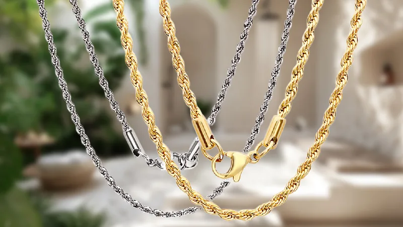 Steeltime Set de 2 Collares de Cadena Tipo Cuerda de 24"