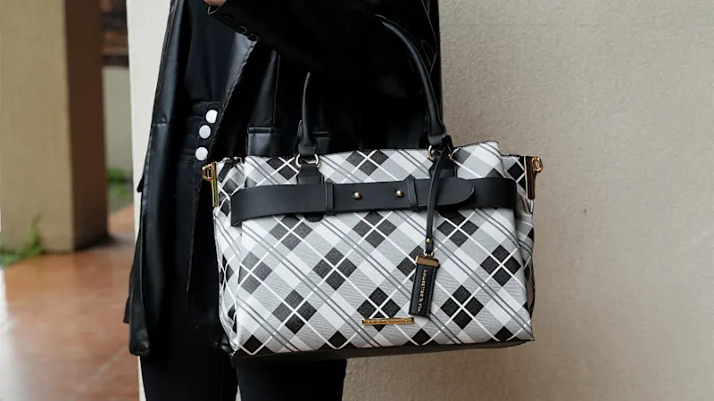 MKF Collection Vivian Plaid Vegan Leather Satchel Bag by Mia K.