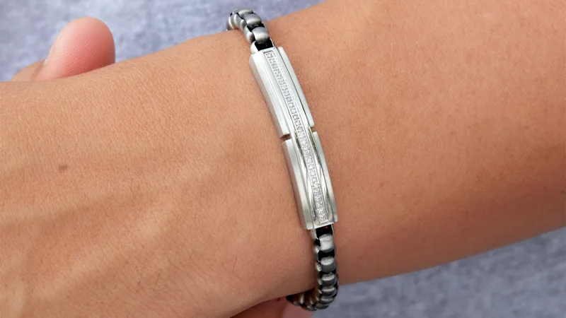 Esquire 1/8 Carat TW Black Bracelet with Steel Chain
