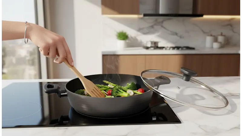 MasterPan Nonstick 11" Sauté & Sauce 5 Quart Pan with Glass Lid