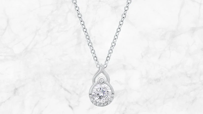 Saffron 0.5 Carat TW Moissanite Infinity Drop Sterling Silver Necklace
