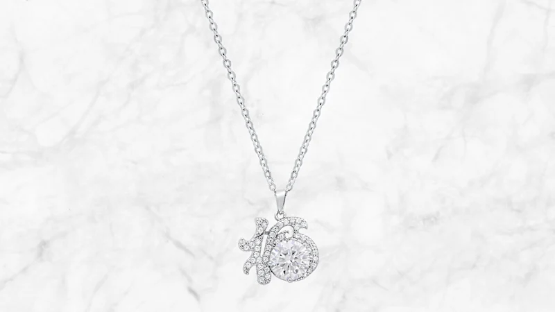 Saffron 1.0 Carat TW Moissanite Pendant Sterling Silver, 16" Necklace