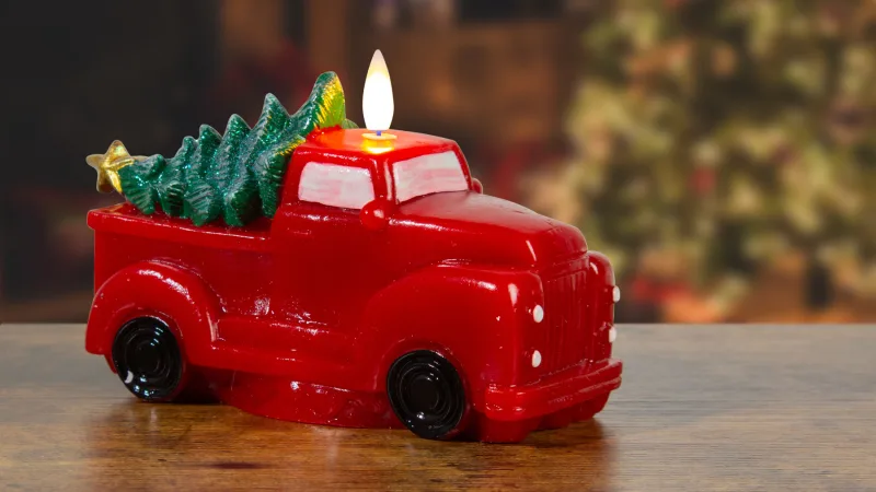 The 3D Red Truck Flameless Candle