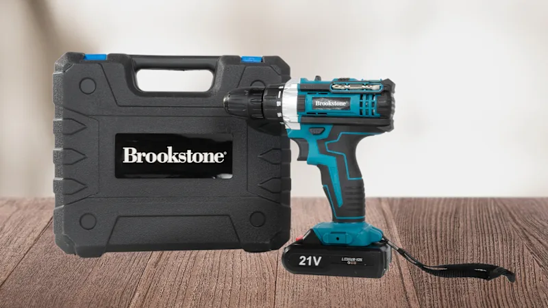 Brookstone 21V Power Drill with Accessories & Carry Case