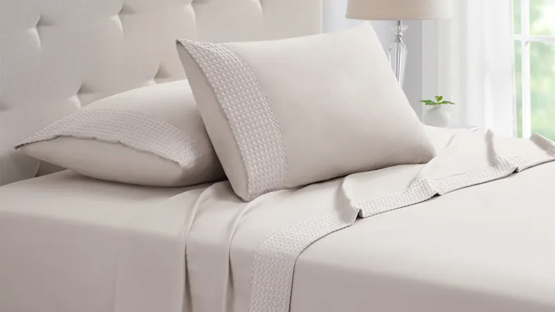 Kathy Ireland 4-Piece Waffle Hem Sheet Set