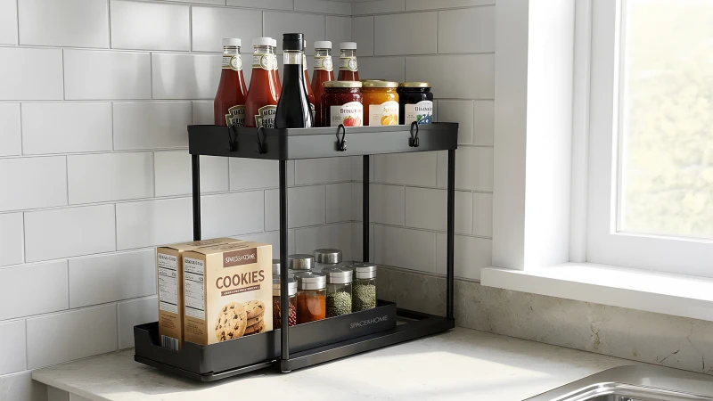 Space & Home Store & Slide All-Purpose Shelf Organizer