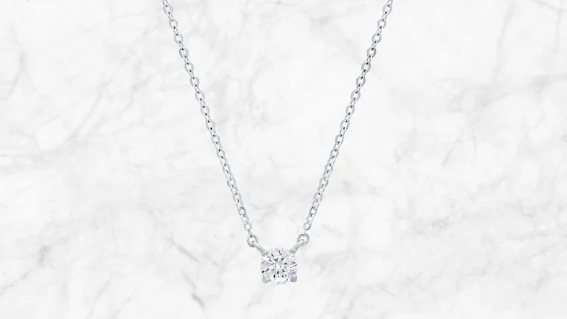 Saffron 0.2 Carat TW Solitaire Moissanite Pendant Sterling Silver Necklace