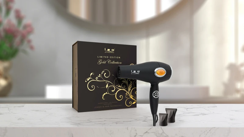 ISO Beauty Gold Collection LCD Digital 1875W Pro Ionic Hair Dryer