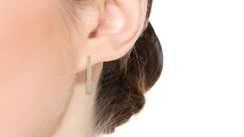 Rachel Glauber Aros Oblongos Ovalados Diamante Simulado Pavé Oro 14k