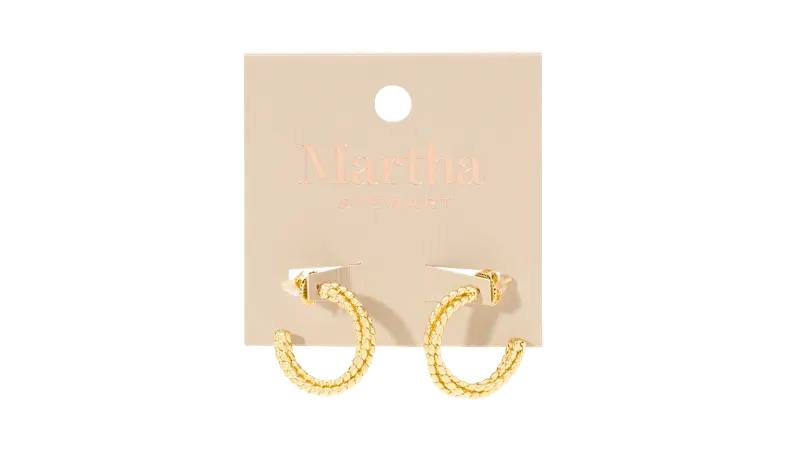 Martha Stewart 1" Beaded Gold Hoop Earrings