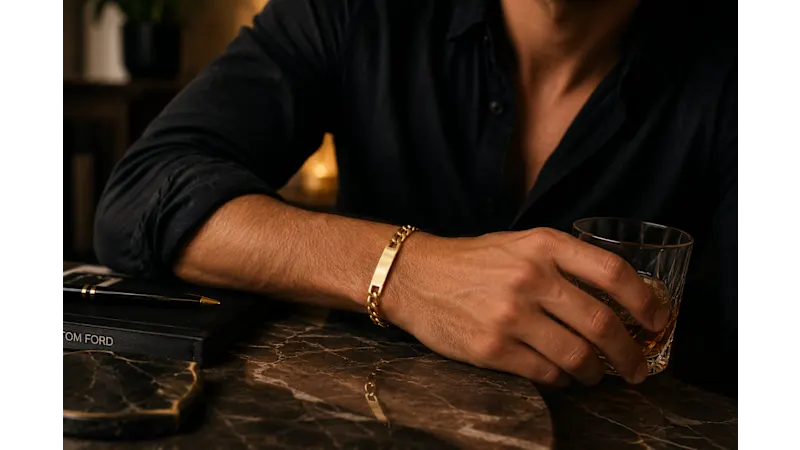 Steeltime Men's 18K Gold Plated Stainless Steel Cuban Chain Bracelet