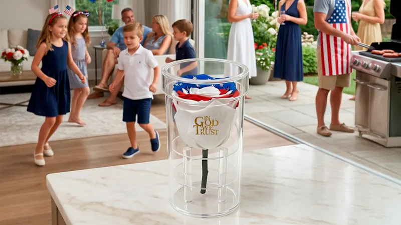 The Short-Stemmed Stars & Stripes Preserved Rose