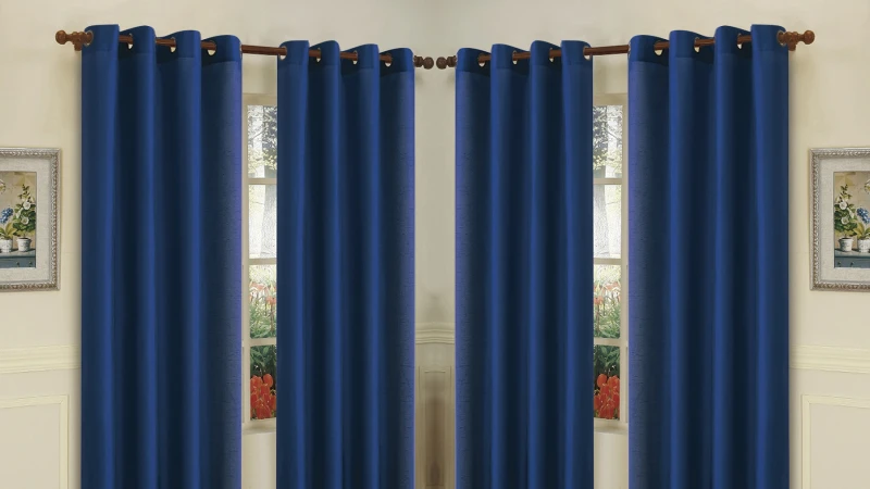 J&V Textiles Mira Set of 4 Faux Silk Grommet Panel Curtains