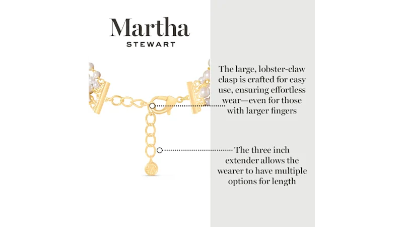 Martha Stewart Five Twisted Strand Pearl and Chain Gold Necklace
