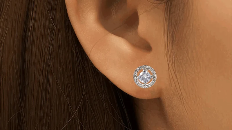 Hollywood Sensation Cubic Zirconia Hope Stud Earrings (18K White Gold Plated)