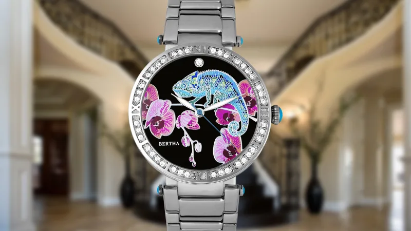 Bertha Camilla Reloj para Mujer con Esfera MOP y Correa de Acero Inoxidable