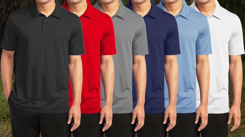 5-Pack: Galaxy by Harvic Men's Short Sleeve Moisture Wicking Polo Shirt