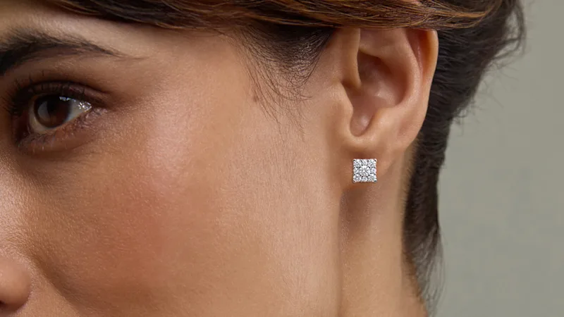 Beyond Brilliance 1 Carat Round Cut Lab Grown Diamond Cluster Stud Earring