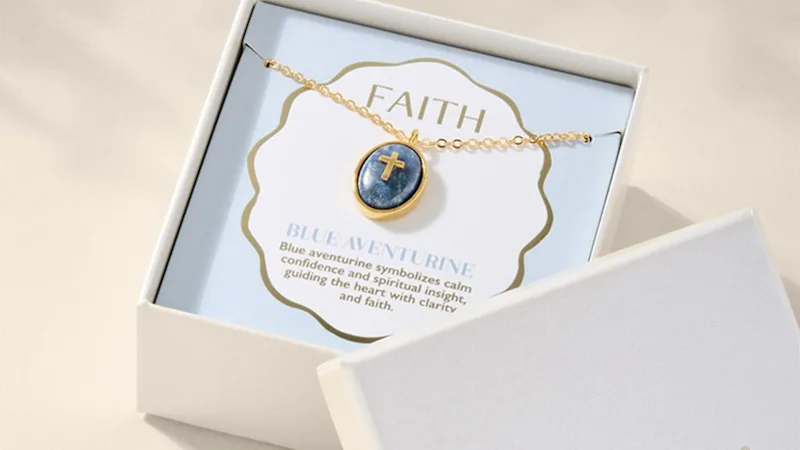 LOREN + OLIVIA Faith Lapis Cross Icon Necklace