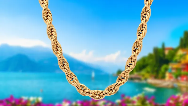 Steeltime Women's 24" 18K Yellow Gold Plated Rope Chain