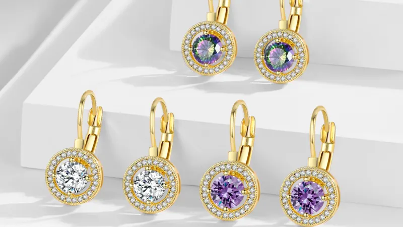 Genevive Marie Soleil Pendientes Redondos Halo con Diamantes Simulados