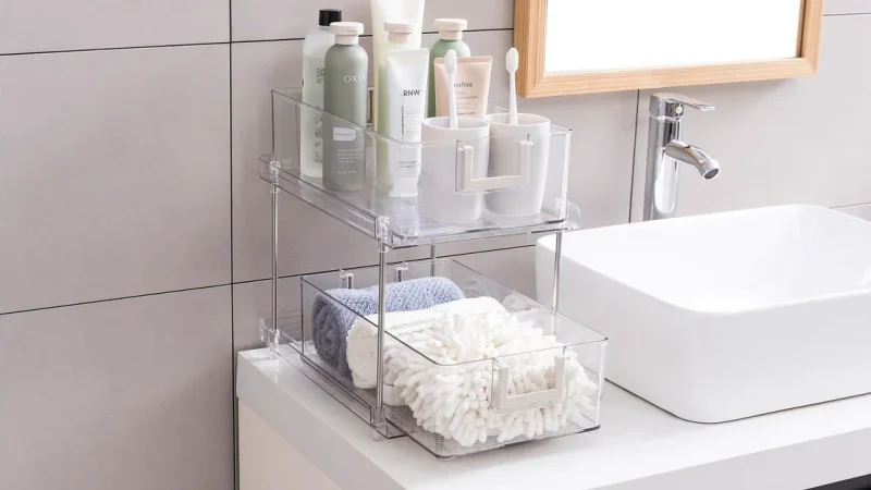 J&V Textiles 2-Tier Sliding Drawer Organizer