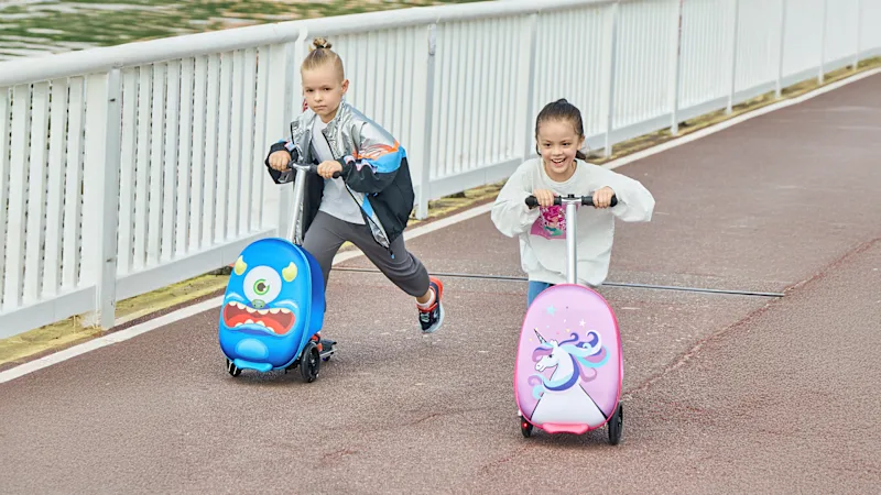 GoPowerBike GoVoyage 3-Wheel Kids Luggage Scooter with Light-Up Wheels