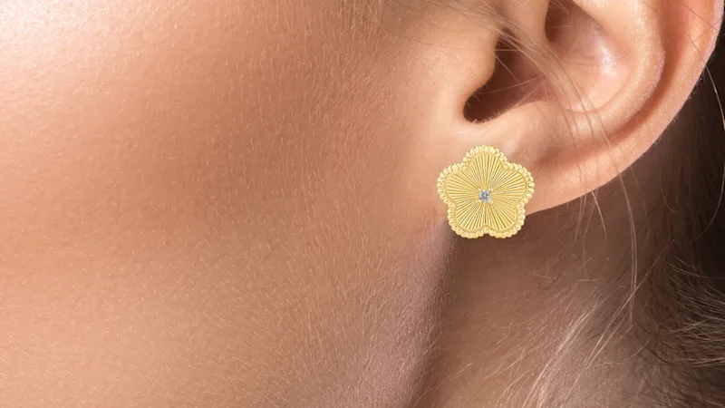 CZ by Kenneth Jay Lane Round CZ Five-Clover Button Stud Earrings