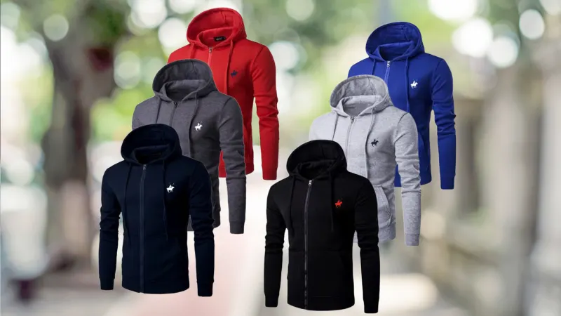 3-Pack: Nextex Pacific Polo Club Men's Full-Zip Fleece Hoodies
