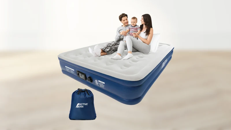 Active Era Premium 13" Queen Size Air Mattress with Built-in Electric Pump